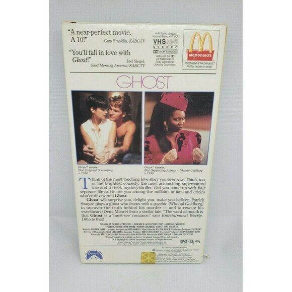 Ghost VHS Tape 1991 Patrick Swayze Demi Moore Whoopi Goldberg Throwback - Picture 4 of 10